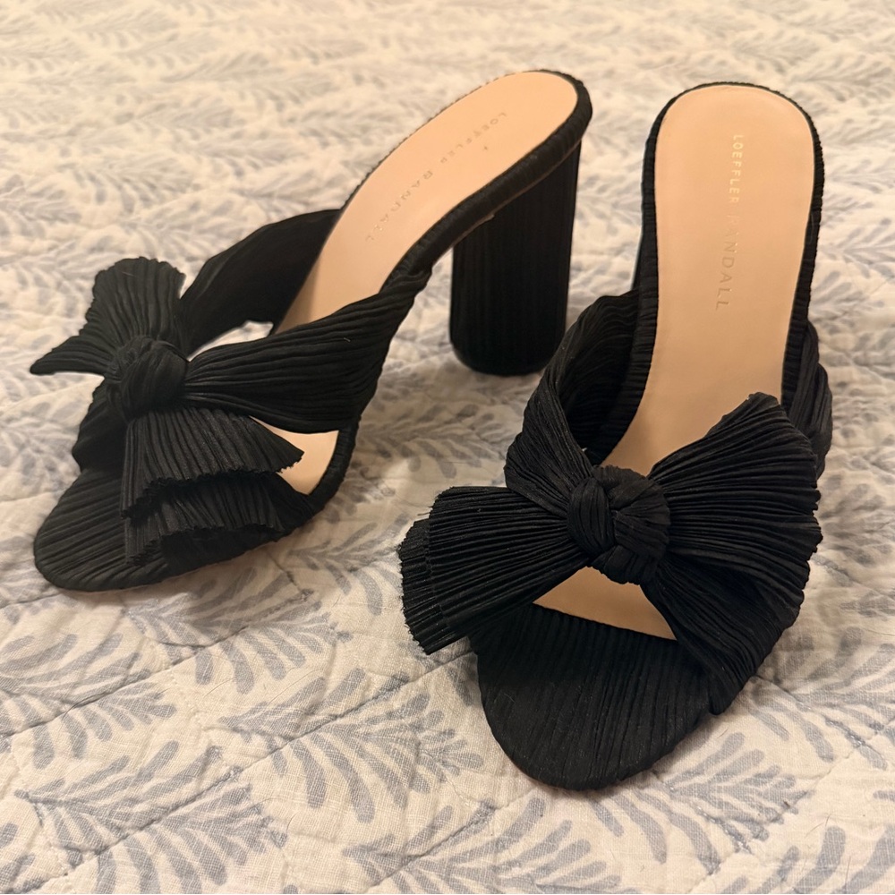 Loeffler Randall Penny Black Pleated Bow Heels size 9 - Picture 6 of 6